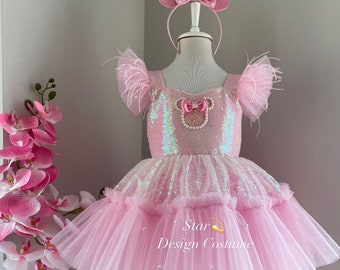 Minni mause dress,Minnie Mouse costume, pink Dress,Pink Minnie Mouse dress,Minnie Mouse costume,1stbirthday costume,Photoshoot Costume