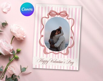 de toile de carte d'amour | Cadeau de Saint-Valentin | Carte personnalisable et imprimable avec photo