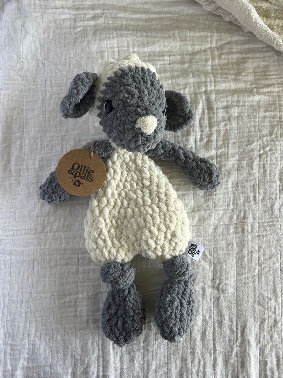Parents Choice Light Gray Plush Baby Blanket With Sheep Soft Fleece Lovey NEW 681131353489