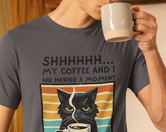Funny Grumpy Cat Coffee Shirt: Vintage Style Cat Mom Tee
