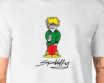 Spliffy Logo Classic T-Shirt Unisex Uneek Tshirt Skate Street Wear Punk Fun Gift 90's 00's Tee Skateboard Graffiti White