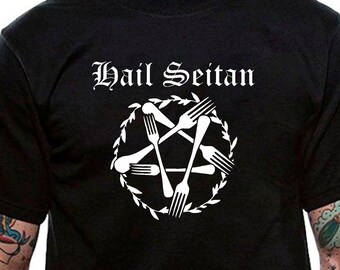 Hail Seitan Vegan Plant Based Black Metal T-Shirt