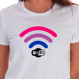Bi-Fi Tシャツ LGBTQ Wi-Fi シンボル Tシャツ ユニセックス Uneek Tシャツ