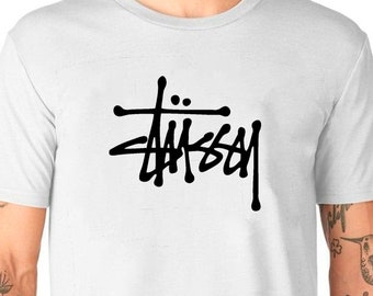 Stussy Logo Classic T-Shirt Unisex Gildan Softstyle T-Shirt Skate Street Wear Punk Fun Geschenk 90er 00er T-Shirt Skateboard Graffiti Weiß Schwarz