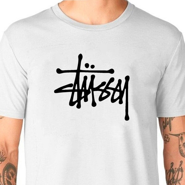 Stussy Logo T-shirt classique unisexe Gildan Softstyle Tshirt Skate Street Wear Punk Fun cadeau années 90 Tee skateboard Graffiti blanc noir