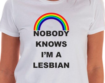 Nobody Knows I'm A Lesbian T-Shirt LGBTQ Tee Unisex Gildan Softstyle Tshirt