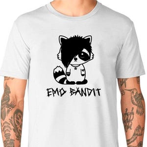 Emo Bandit T-Shirt Black Or White Unisex Uneek TShirt Raccoon Trash Panda Racoon Tee
