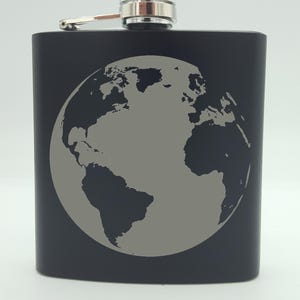 Carte du monde globe whisky noir 6 oz, cadeau pour lui