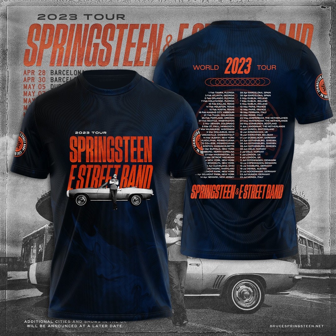 Discover Camiseta 3D Gira Mundial Bruce Springsteen and The E Street Banda, Regalo para Fan