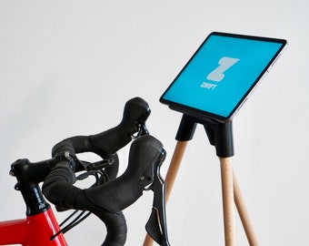 Indoor bike trainer tablet holder incl. wooden legs, 3D printing technology, perfect for Zwift, bike fan gift