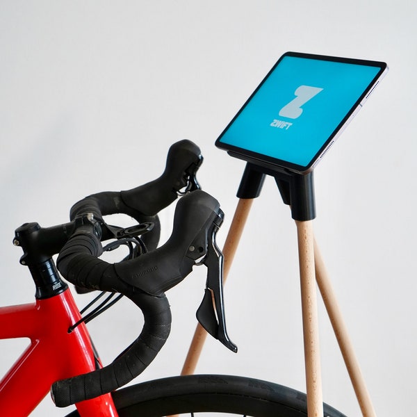 Tablethouder voor indoorfietstrainer inclusief houten poten, 3D-printtechnologie, perfect voor Zwift, cadeau voor fietsfans