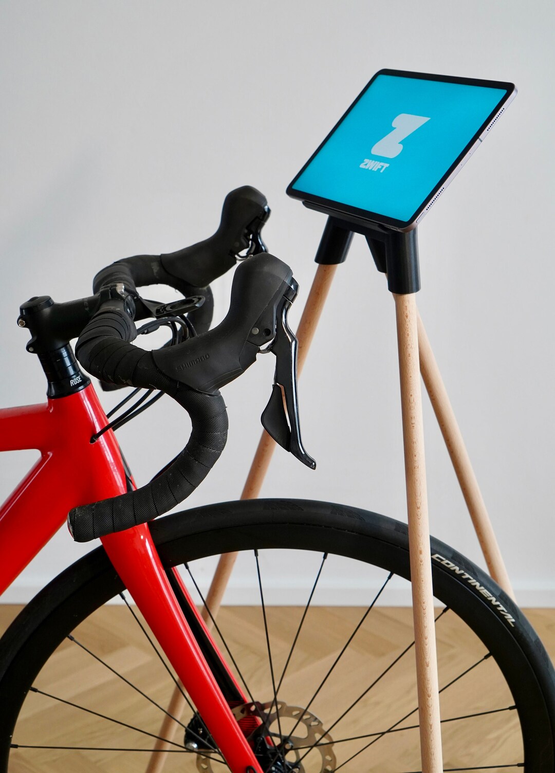 Indoor Bike Trainer Tablet Holder Including Wooden Legs, 3D Printing