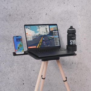 Supporto per laptop e tablet Zwift Bike Trainer con gambe in legno, tecnologia stampata in 3D, perfetto per Zwift, regalo per gli appassionati di ciclismo