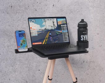 Zwift Bike Trainer Laptop & Tablet Stand with Wooden Legs, 3D Printing Technology, Perfect for Zwift, Cycling Enthusiast Gift