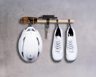 Bike Gear Bar, 3D Printing Technology, Wall Mount for Helmet, Sunglasses, Bike Computer, and Shoes, Cyclist Gift