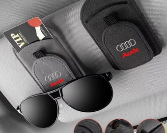 Soporte de lujo para gafas de sol de Audi: clip para parasol y almacenamiento de tarjetas para Audi.