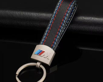 Luxury Real Suede Leather AMG Keyring For Mercedes-Benz – Black – Made In UK