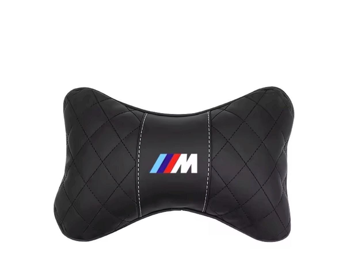 2X Luxury Leather BMW Headrest Cushion Neck Support Pillow for BMW 