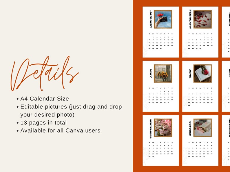 Editable 2024 Canva Template 2024 Calendar Template 2024 Calendar A4