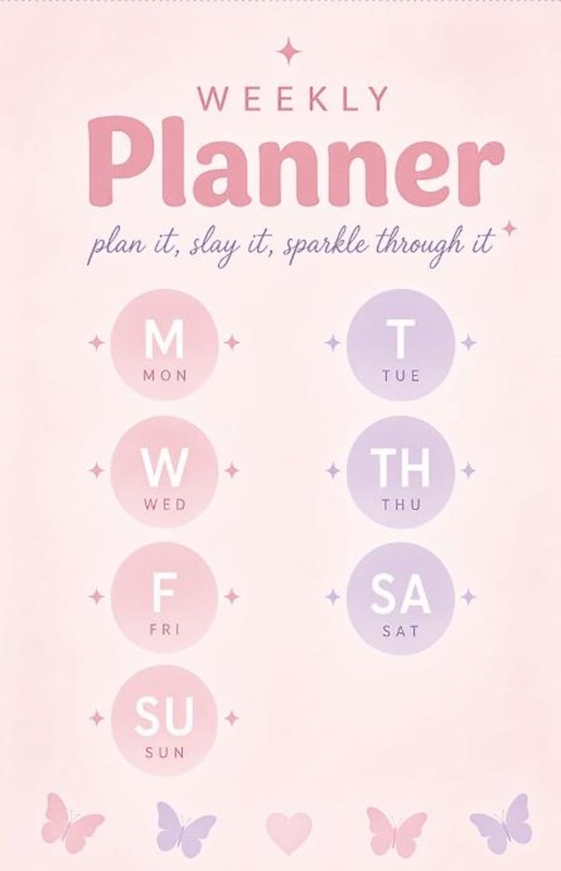 Pink Lavender Weekly Planner Printable, Daily to Do List, Productivity ...