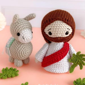 PDF Patrón Jesús y Burrito Amigurumi Domingo de Ramos  — Catholic Palm Sunday Crochet Pattern — 4 Idiomas