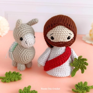 PDF Patrón Jesús y Burrito Amigurumi Domingo de Ramos  — Catholic Palm Sunday Crochet Pattern — 4 Idiomas