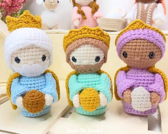 Mini Amigurumi Nativity Scene Pattern Set 2 • Three Wise Men: Melchior, Gaspar and Balthazar • Crochet Christmas Nativity Scene (PDF)