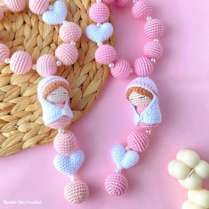Rosary Crochet Pattern PDF – Mini Virgin Mary Amigurumi – Catholic Crochet Rosary – Easy DIY Pattern