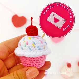 Einfache Häkelanleitung für Mini-Cupcakes (PDF) – Geschenk zum Valentinstag, Geburtstag oder als Dekoration