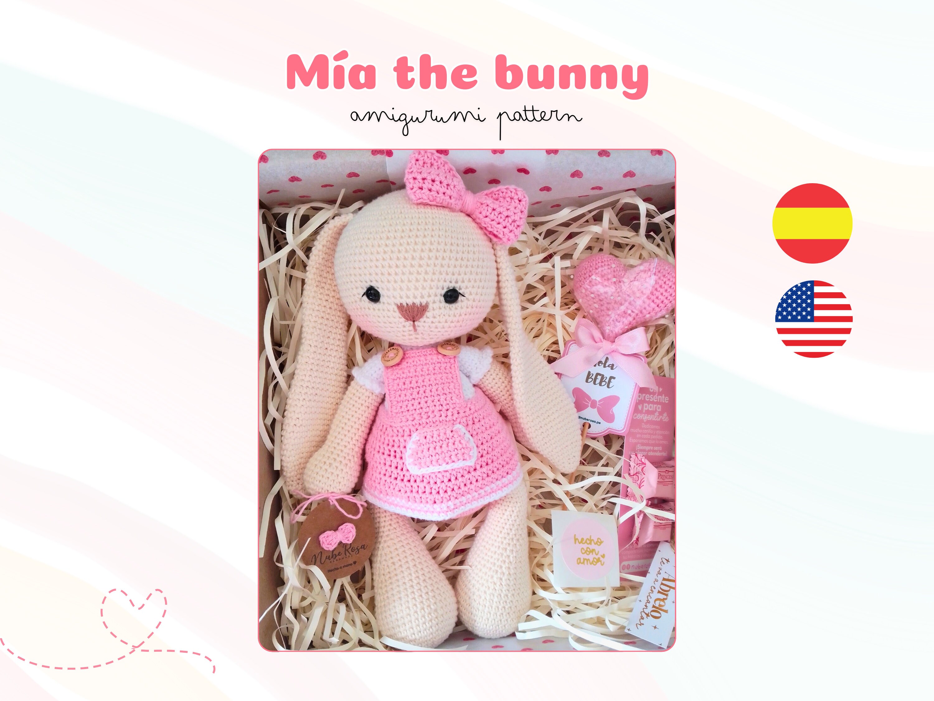 patron amigurumi peluche de crochet conejita de orejas largas