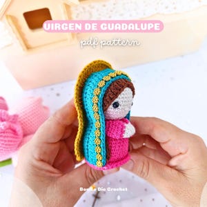 Patrón Virgen de Guadalupe Amigurumi PDF – Mini Virgen a Crochet – Patrón Digital Inglés - Español – Virgen Muñeca Religiosa Tejida