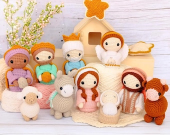Mini Amigurumi Nativity Scene Pattern • 11 Characters: Holy Family - Three Wise Men - Animals - Angel and Star • Crochet Christmas PDF