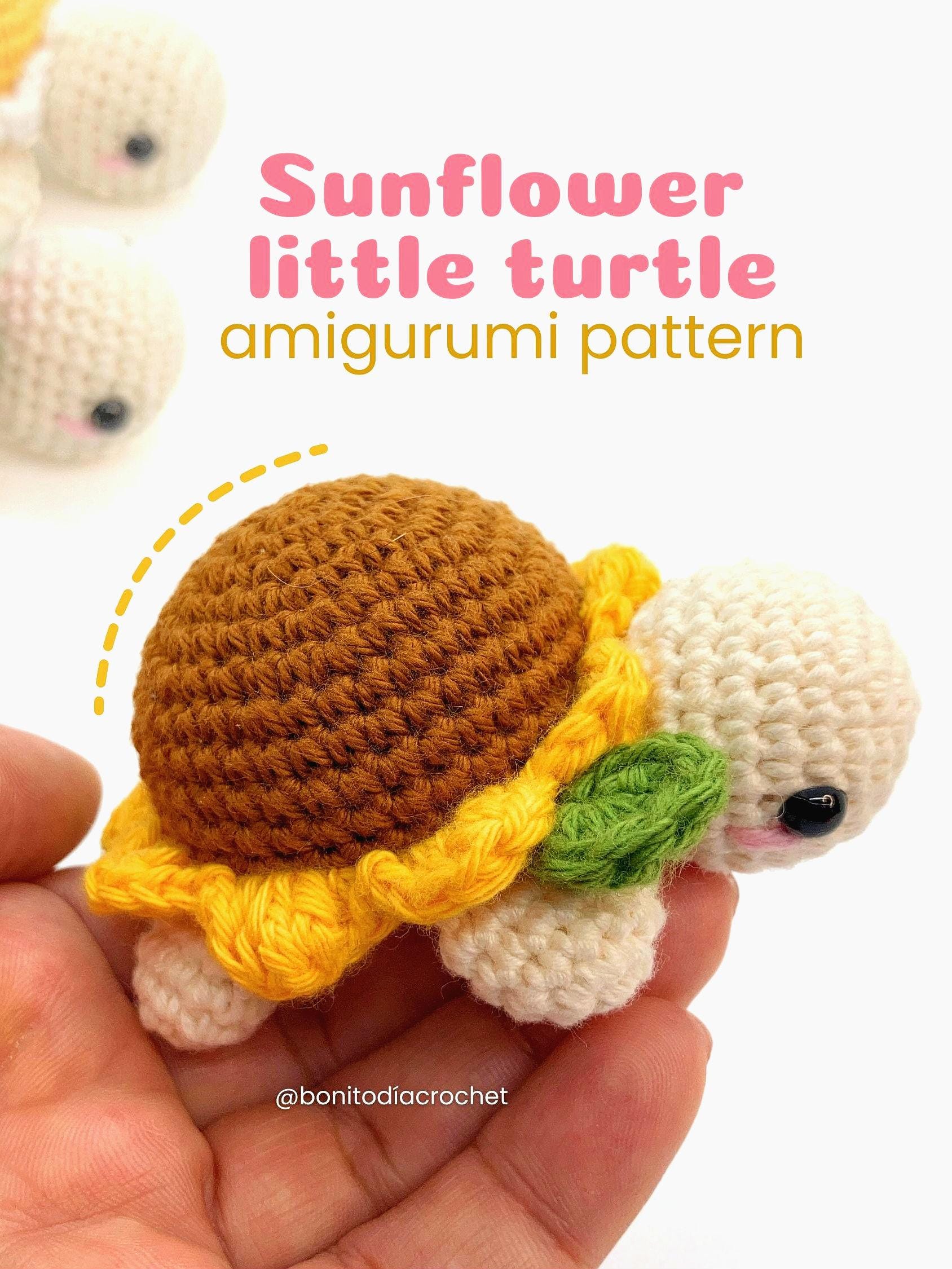 Mini Sunflower Turtle Amigurumi Pattern PDF | Easy Crochet Flower Turtle | Bilingual Digital Pattern for Beginners