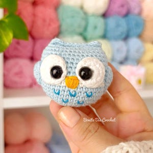 Modèle de porte-clés au crochet mini amigurumi hibou et cœur - PDF