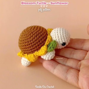 Patrón Tortuga Girasol Amigurumi PDF · Mini Tortuga Flor a Crochet Fácil · Blossom Turtles Sunflower Turtle Crochet Pattern