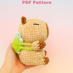 Capybara Amigurumi PDF-Muster – Einfaches Häkeln mit Chenillegarn – Schritt-für-Schritt-Strickanleitung