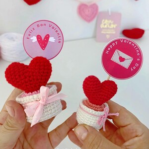 Patrón Maceta Corazón Amigurumi Crochet - Heart Pot Gift - Valentine’s Day Crochet | Easy Mini Amigurumi for Beginners