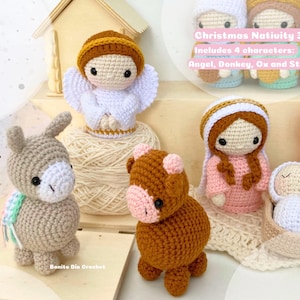 Angel, Mule and Ox Christmas Nativity Amigurumi - Crochet Nativity Pattern - Amigurumi Christmas Nativity Pattern - Amigurumi Christmas