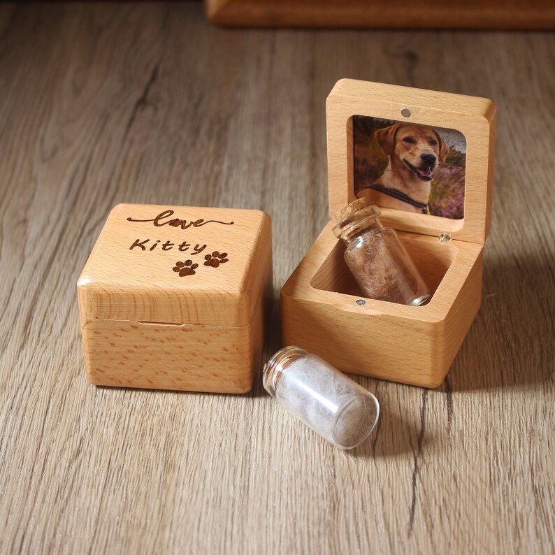 Custom Pet Memorial Gifts,cat Memorial,wooden Pet Hair Memorial Box