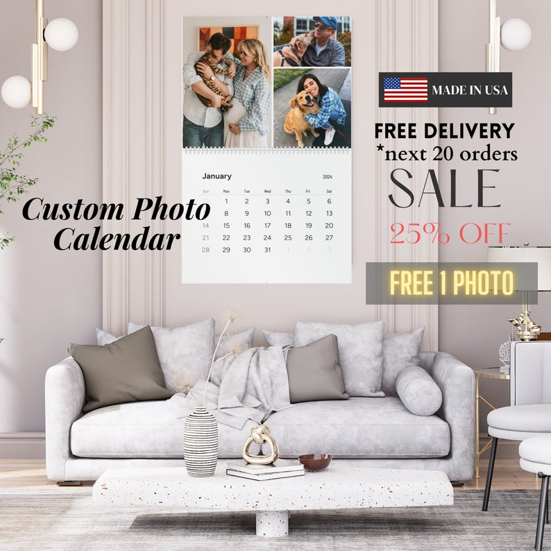 Custom Photo Wall Calendar 2025 Personalized Wall Calendar With Photo