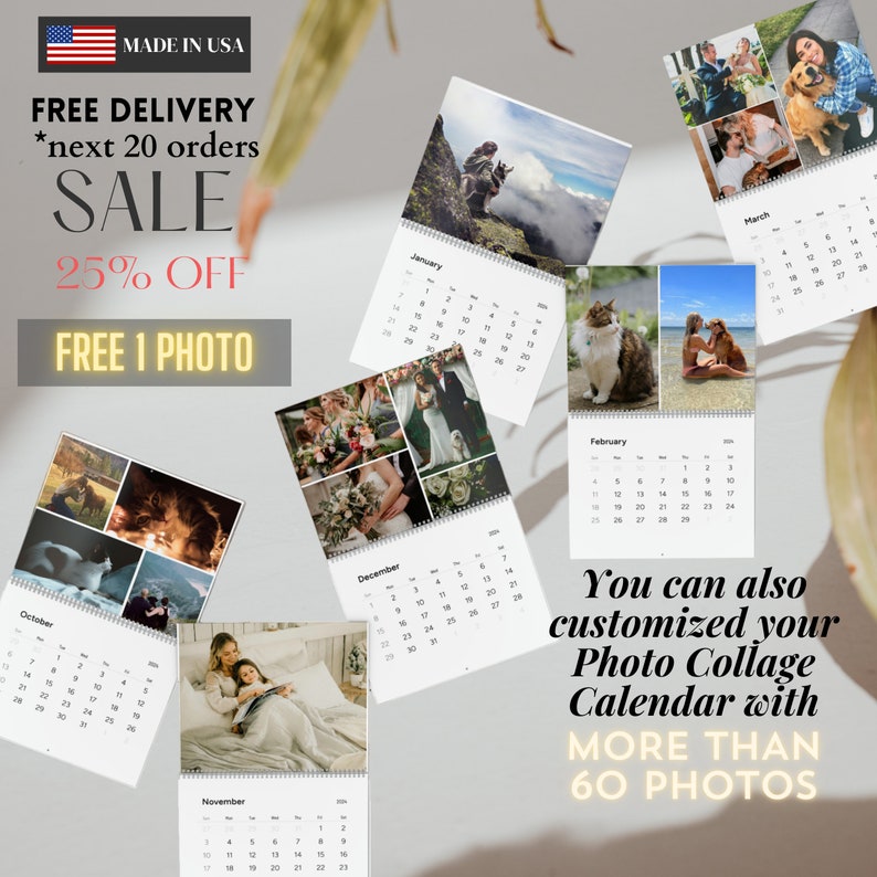 Custom Photo Wall Calendar 2024 Personalized Wall Calendar With Photo
