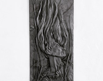 Orphelia relief art piece, Sculpture, cast in jesmonite. Perfect for a gift or home decor