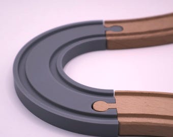 180 bocht - houten treindelen | Verlengstuk compatibel met houten rails (Lillabo®, Playtive®, Brio®)