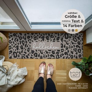 Personalisierte Fußmatte „Leo Muster“ – moderne Stiefelmatte im Leoparden Design – waschbar für außen – Trend Haustür Deko – Made in Germany