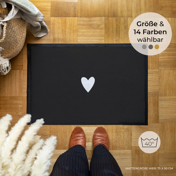 Fußmatte mit "Herz" Wunschformat, Sondergröße, Sonderfarbe waschbar, für aussen und innen, Made in Germany