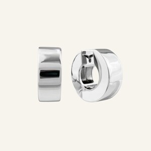 Chunky silberne 8 mm dicke und 20 mm Durchmesser rechteckige Creolen aus rhodiniertem Metall