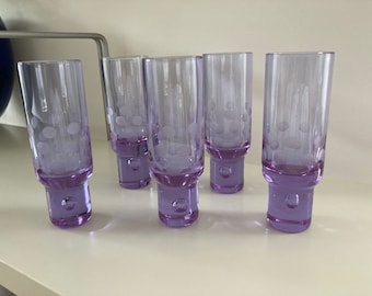 Set of 5 Italian hand-blown glasses from the 1970s