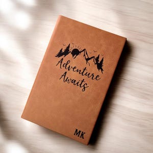Custom Adventure Awaits Journal, Custom Travel Journal, Adventure Journal, Explorer Journal, Monogramed Travel Notebook, Gift for Traveler