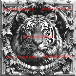 Majestic Tiger 3D Illusion Grabado láser Archivo digital para Glowforge y grabadores similares