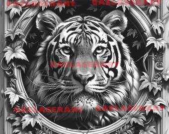 Majestic Tiger 3D Illusion Laser Engraving Digital File for Glowforge and Similar Engravers